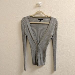 Express Grey Ribbed Cardigan